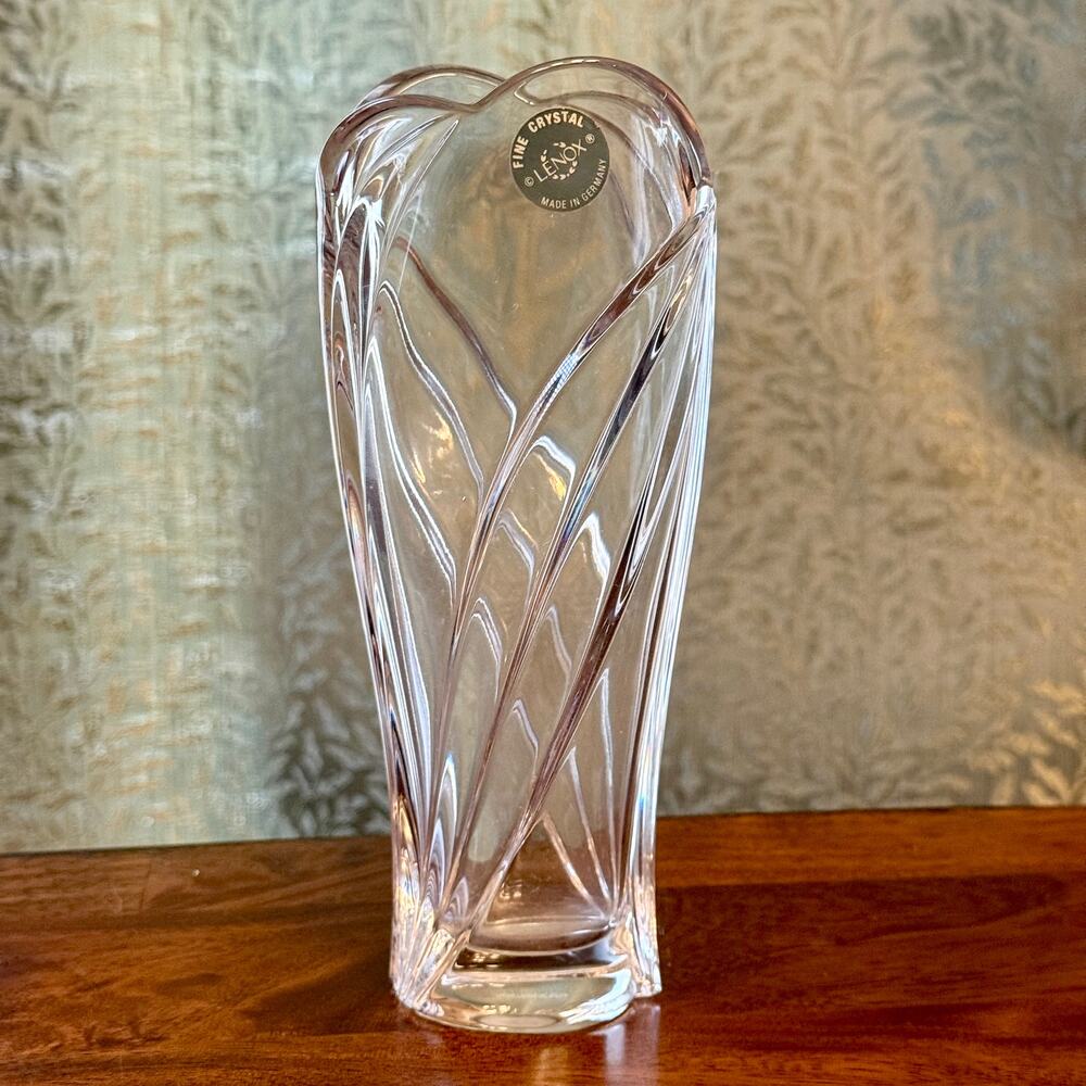 Vintage Lenox Arctic Bloom Crystal Vase Germany 7” Swirl Bud Vase
